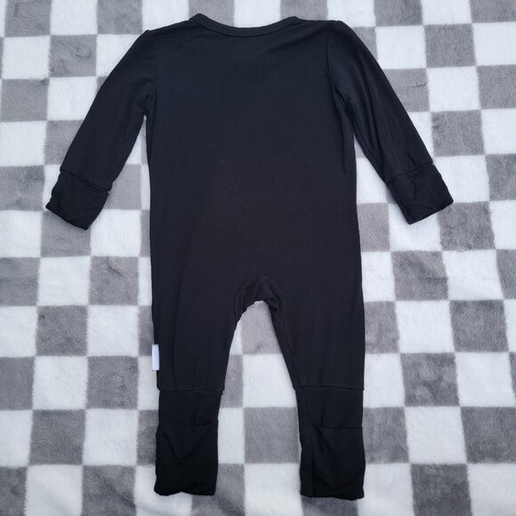 Peep & Po Bamboo Solid Black Convertible Footie Zip Romper Size 0-3m - Picture 2 of 4